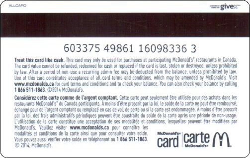 McDonald's Cards Collection - Canada - Arch Gift Card - 2014 - -008.jpg