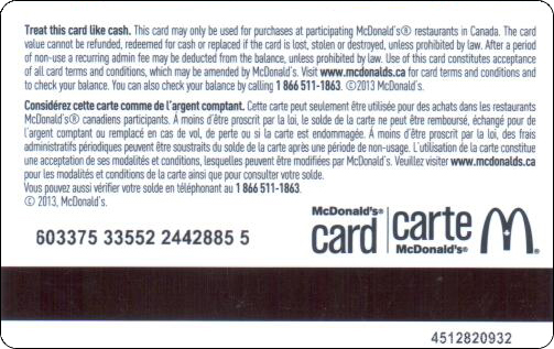 McDonald's Cards Collection - Canada - Arch Gift Card - 2013 - 002.jpg